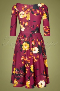 Vintage Chic for Topvintage - Izabella bloemen swing jurk in amarant paars 2