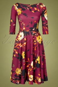 Vintage Chic for Topvintage - Izabella Floral Swing Kleid in Amaranth Lila