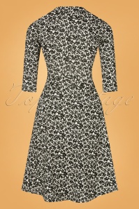 Vintage Chic for Topvintage - 50s Gloria Floral Wrap Dress in Black and White 2