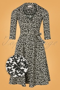 Vintage Chic for Topvintage - Gloria Bloemen wikkel jurk in Zwart en Wit