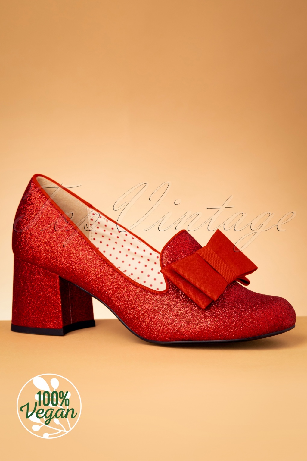 60s Candy Glitter Pumps in Scarlet Red
