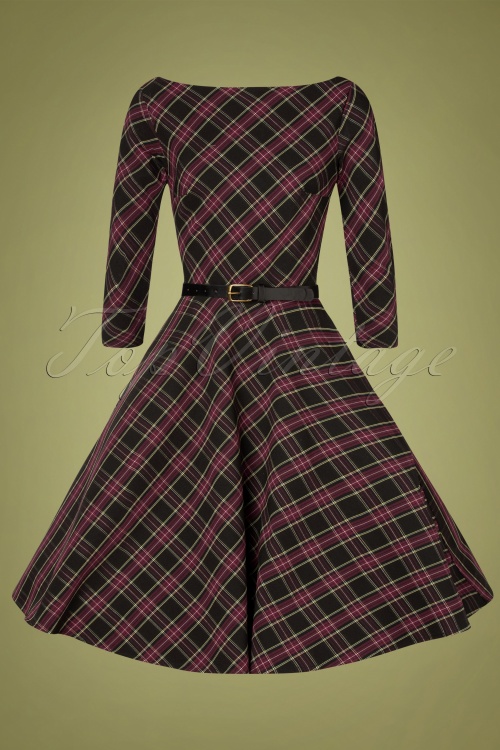 Unique Vintage - 50s Devon Plaid Swing Dress in Black and Red 3
