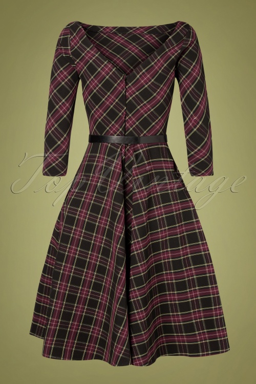 Unique Vintage - 50s Devon Plaid Swing Dress in Black and Red 5