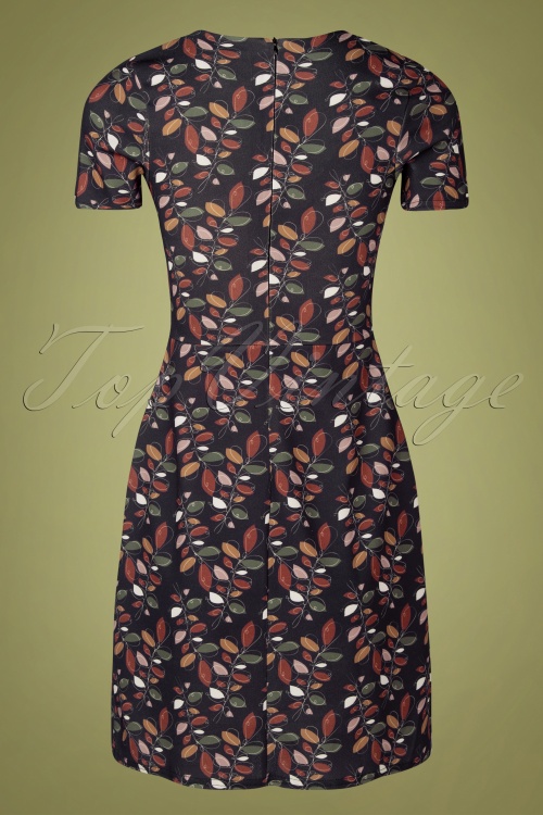 Vintage Chic for Topvintage - Robe Jessy Multi Leaf Années 60 en Noir 2