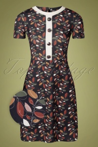 Vintage Chic for Topvintage - Jessy Multi Leaf Kleid in Schwarz