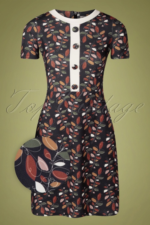 Vintage Chic for Topvintage - Jessy Multi Leaf Kleid in Schwarz