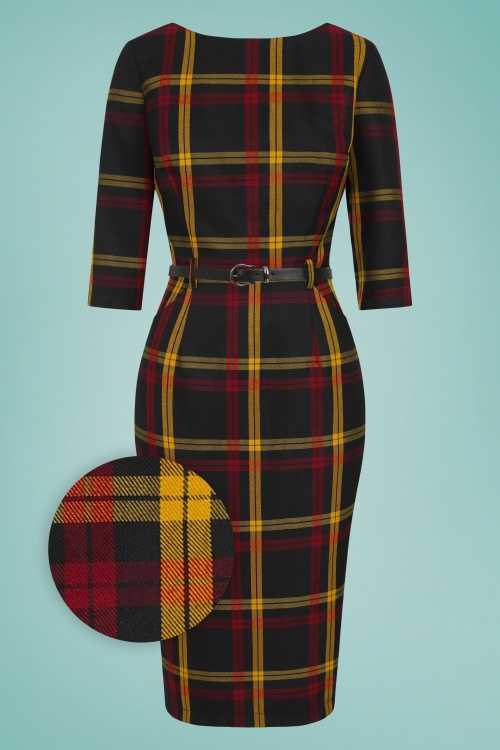 Collectif Clothing - Adeline Giles geruite pencil jurk in multi