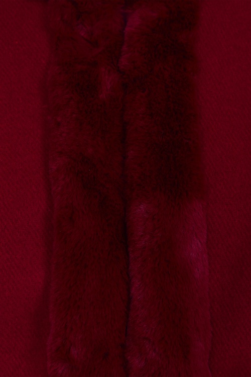 Collectif Clothing - 50s Marcia Faux Fur Bolero Jacket in Wine Red 3