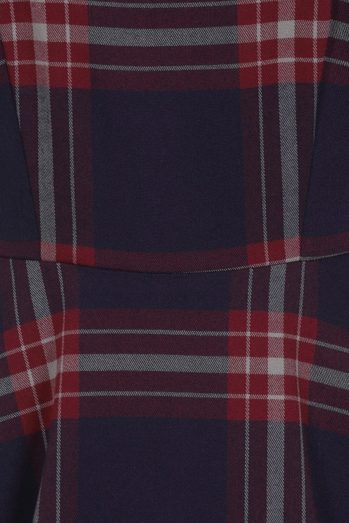 Collectif Clothing - Robe Corolle à Carreaux Amber Blanket Années 50 en Pétrole 4