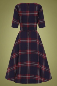 Collectif Clothing - 50s Amber Blanket Check Swing Dress in Petrol 2