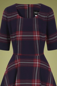 Collectif Clothing - Amber Blanket geruite swing jurk in petrol 3