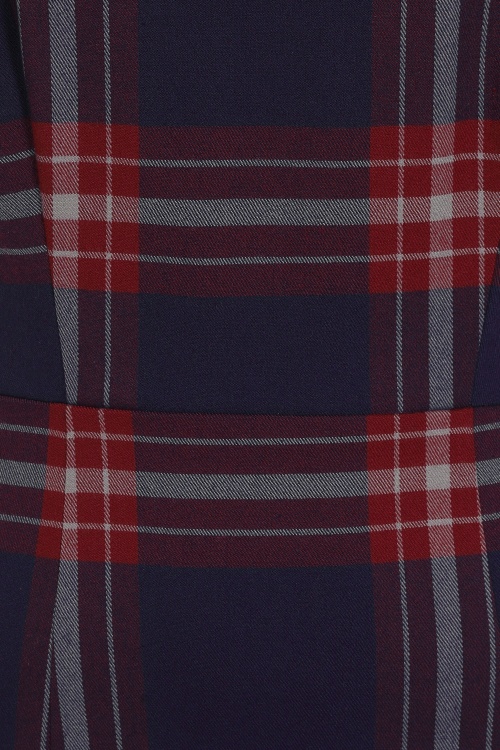 Collectif Clothing - Amber Blanket Check Pencil Dress Années 50 en Pétrole 3