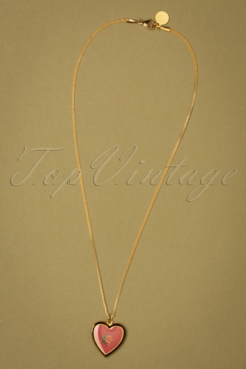 Urban Hippies - Medaillon Flower Love Halskette in Gold und Altrosa 2