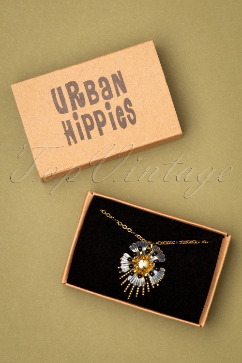 Urban Hippies - Collier Raio Années 70 en Plaqué Or et Bleu
