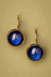 Urban Hippies - 60s Goldplated Dot Earrings in Maxima Blue