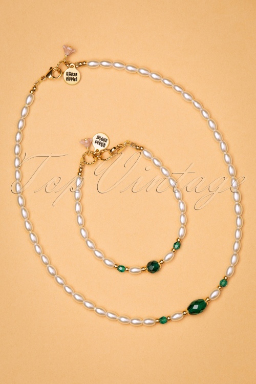 Urban Hippies - 50s Pearl Bracelet in Emerald 4