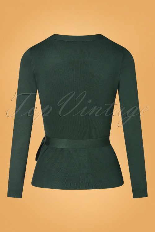 Collectif Clothing - 50s Flo Peplum Cardigan in Green 2