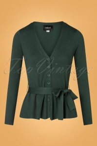 Collectif Clothing - 50s Flo Peplum Cardigan in Green