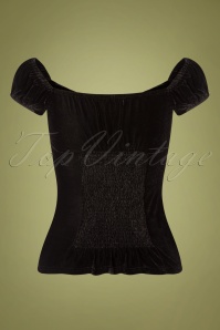 Collectif Clothing - Dolores Darkwear Samt Shirt in Schwarz 2