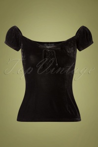 Collectif Clothing - 50s Dolores Darkwear Velvet Top in Black