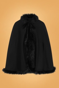 Collectif Clothing - Kori Kunstpelz Fur Cape in Schwarz