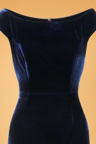 Collectif Clothing - Suanna fluwelen pencil jurk in marineblauw 4