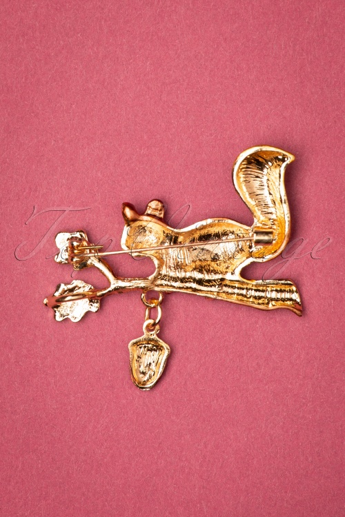 Collectif Clothing - 50s Forest Squirrel Brooch in Gold 2