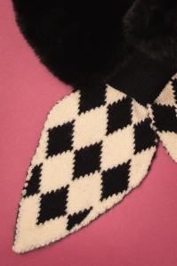 Collectif Clothing - Harlekijn faux fur sjaal in zwart en wit 3