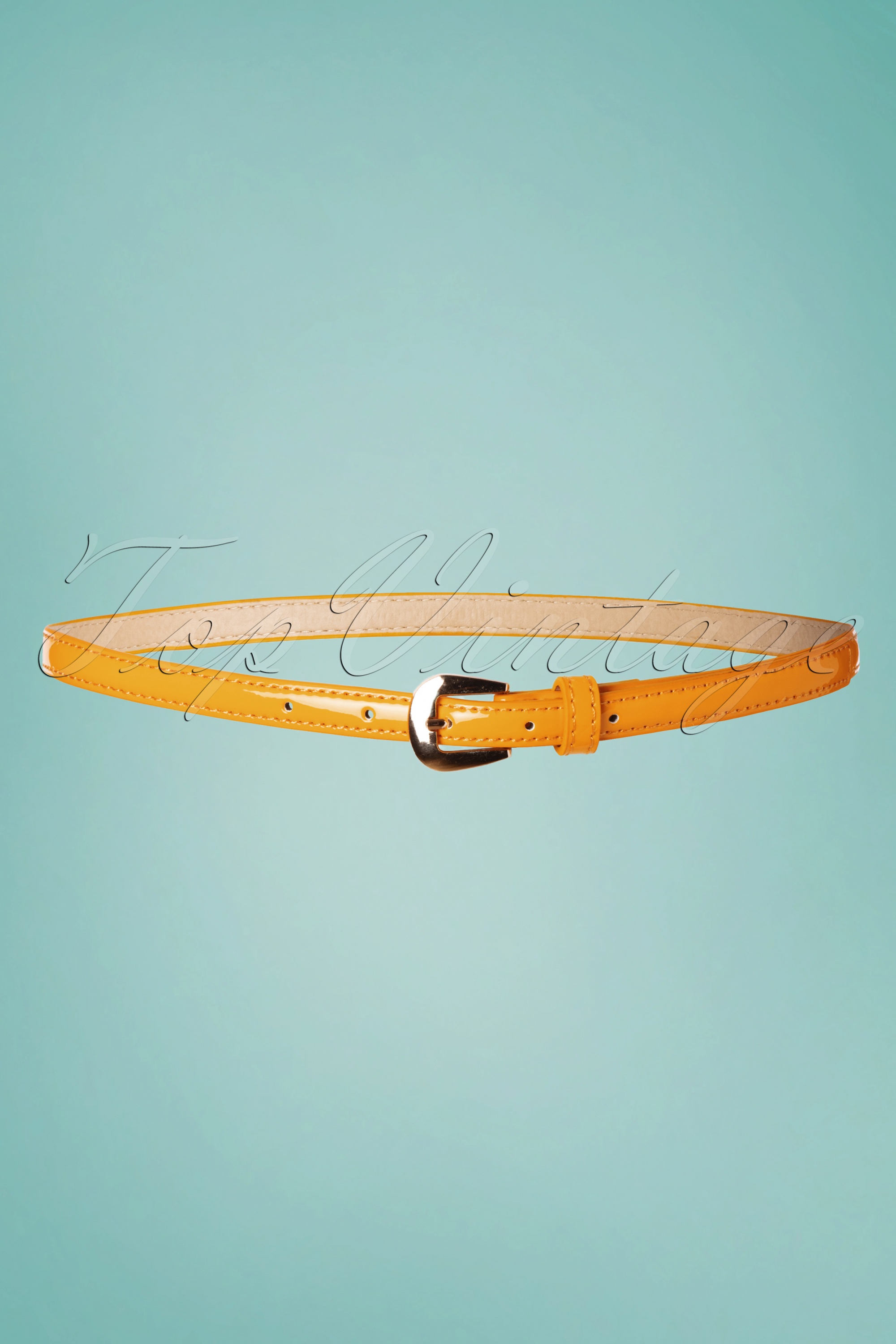 Banned Retro - Gold Rush lak strikriem in mosterd 3