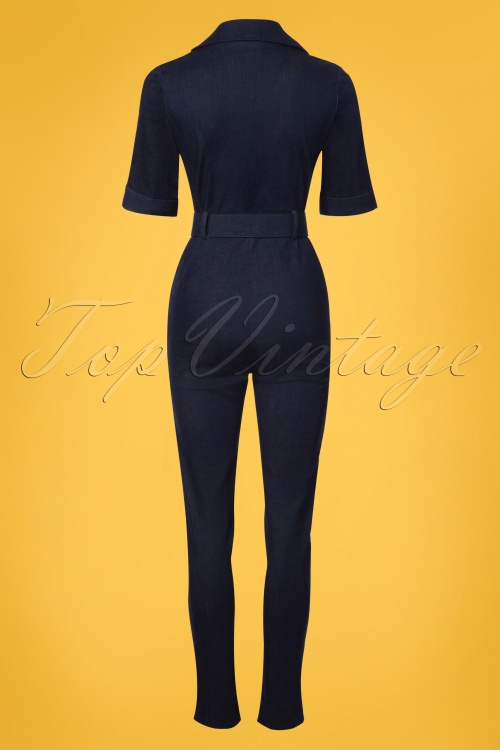 Collectif Clothing - Erin Denim-Jumpsuit in Marineblau 5