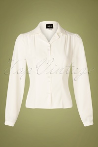 Collectif Clothing - 50s Pepper Blouse in Ivory
