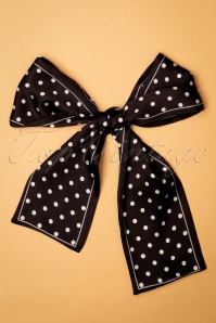 Collectif Clothing - 50s Connie Polka Sash Scarf in Black and White