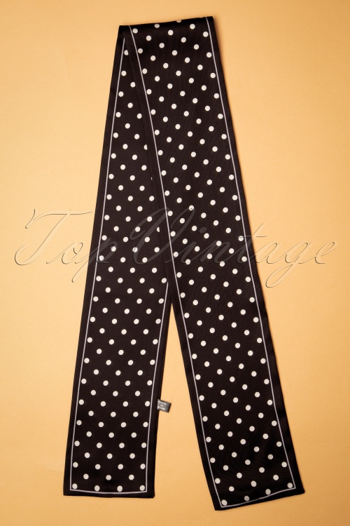 Collectif Clothing - 50s Connie Polka Sash Scarf in Black and White 3