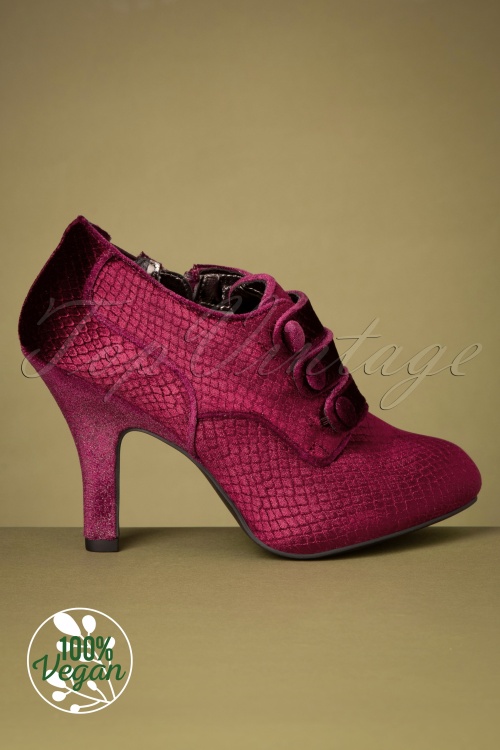 Ruby Shoo - Octavia Velvet Shoe Booties Années 50 en Vin