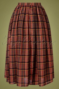 Tailor & Twirl by Tatyana - 50s Clara Harvest Plaid Skirt in Brown 3