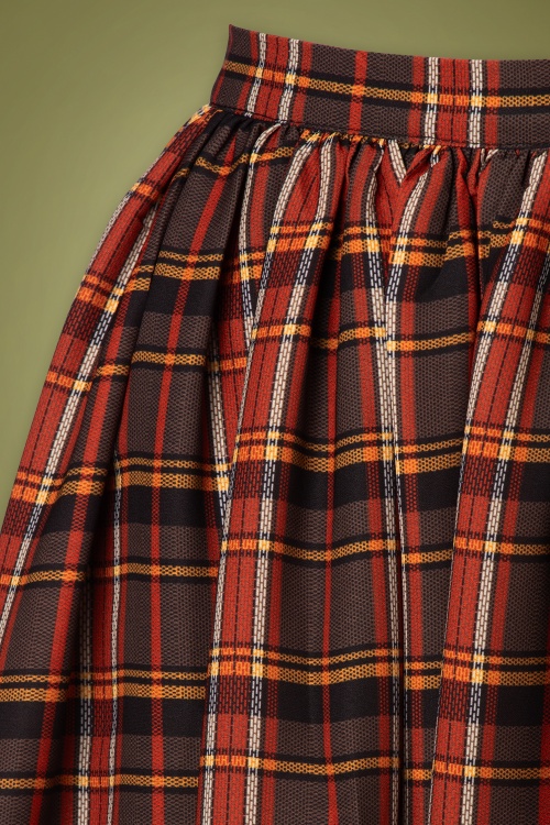 Tailor & Twirl by Tatyana - 50s Clara Harvest Plaid Skirt in Brown 4