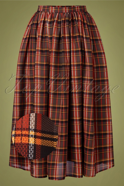 Tailor & Twirl by Tatyana - 50s Clara Harvest Plaid Skirt in Brown 2