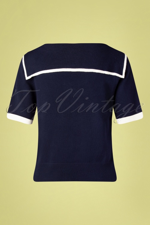 Vixen 40982 Nautical tri stripe front bow top Navy 161221 005W