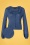 50er Frill Neck Lace Knit Cardigan in Blau