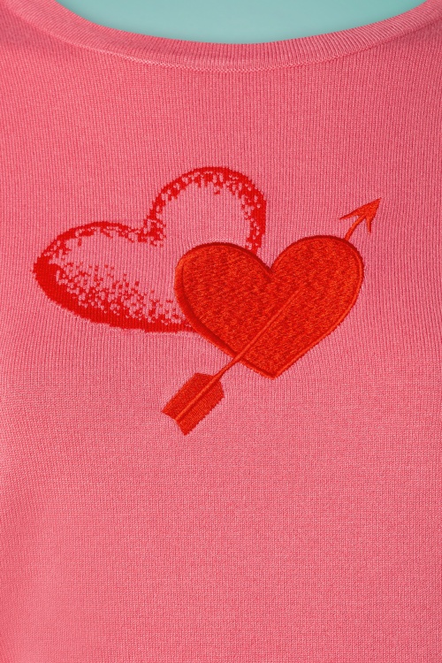 Vixen - 50s Cupid Heart Sweater in Pink 3