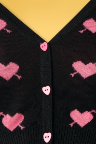 Vixen - 50s Cupid Heart Cropped Cardigan in Black 3