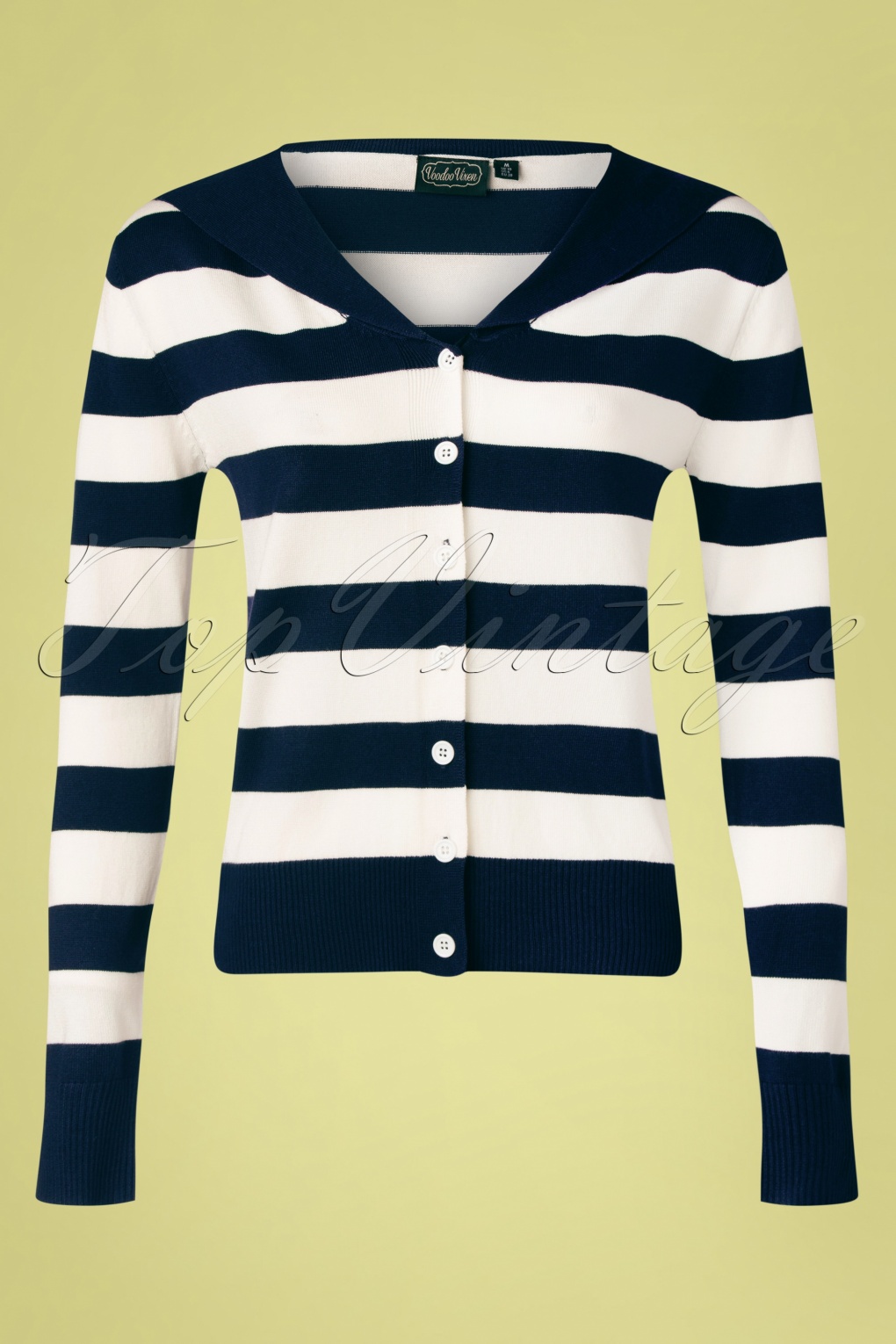 navy and white striped cardigan