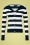 50s Sailor Collar Stripe Cardigan in Navy en Ivoor Wit