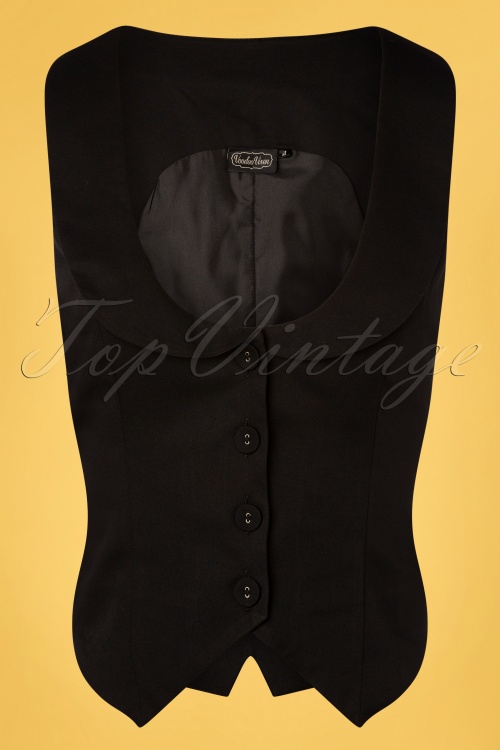 Vixen - Gilet de Costume Tailored Années 40 en Noir