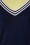 Vixen 40985 Stripe neckline short sleeve top Navy 221221 004W