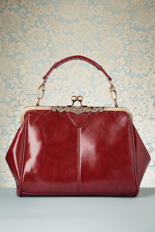 Kaytie - Vintage tas met Kisslock-sluiting en frame in bruin