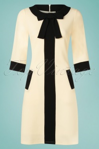 Vixen - 60s Celine Contrast Stripe Dress in Ivory