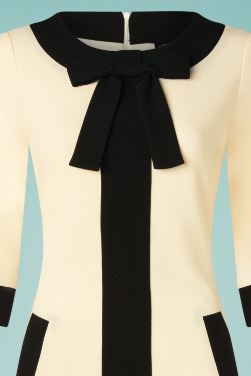Vixen - 60s Celine Contrast Stripe Dress in Ivory 2