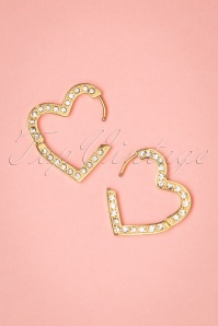Day&Eve by Go Dutch Label - 50s Holly Sparkly Heart Earrings in Gold 3