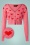 50s Cupid Heart Cropped Cardigan in Pink